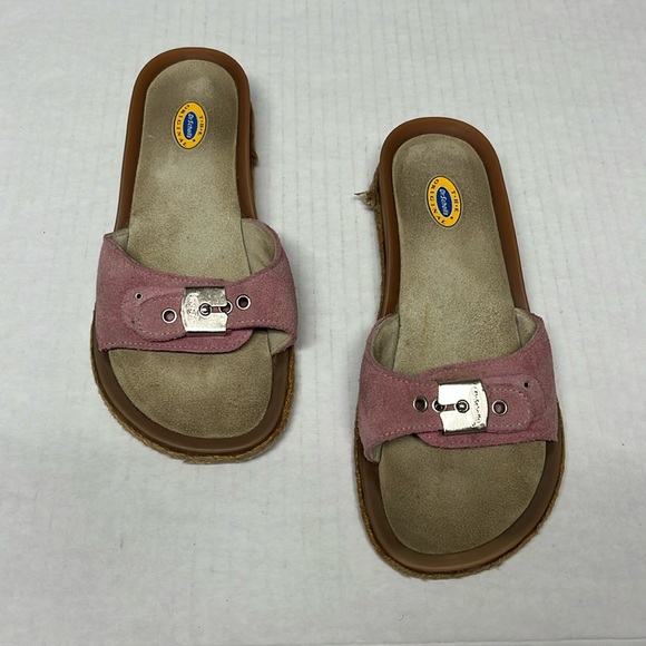 Dr. Scholl's Shoes - Heaven Dr. Scholl’s Pink Suede buckle Espadrille Slides Vintage Y2K Sandals sz 6